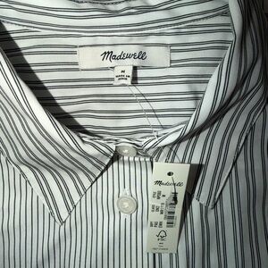 NWT Madewell Womens With A Twist Black and White Stripe Button-Down Shirt